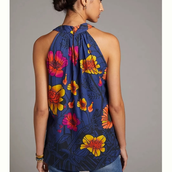 SOLD- NWT Anthropologie Roopa Permajaru Floral Halter Tank - Picture 3 of 5